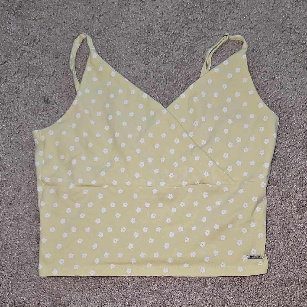Hollister Yellow and White Floral Tank